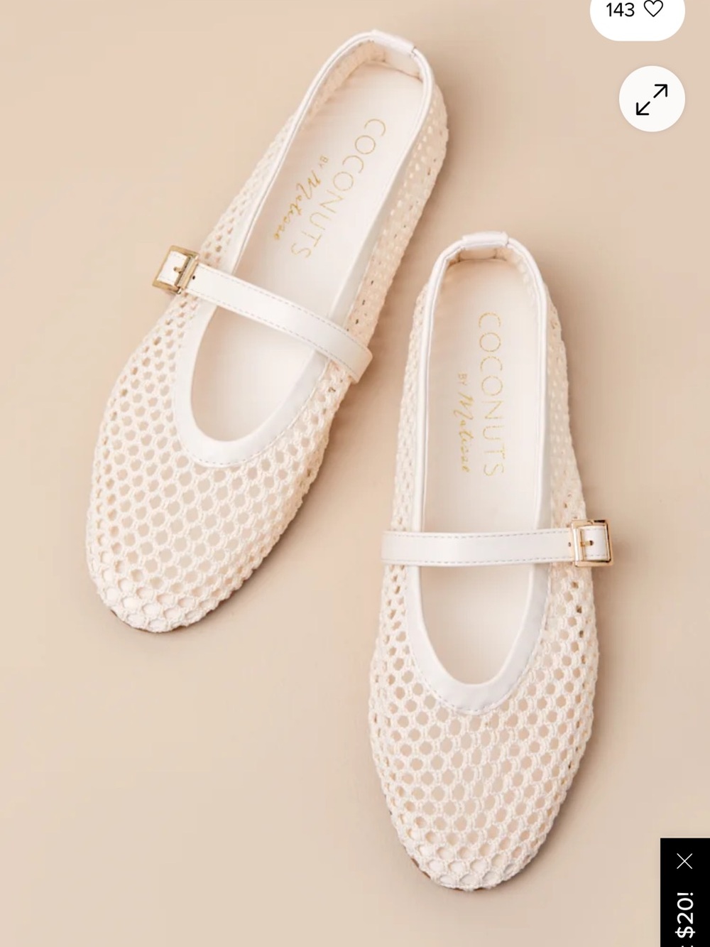 NWOT Coconuts by Matisse Nolita Ivory Raffia Netted Buckle Ballet Flats